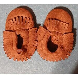 Moccasins Brown with Faux Suede with  Fringe  kids 6 NWOB